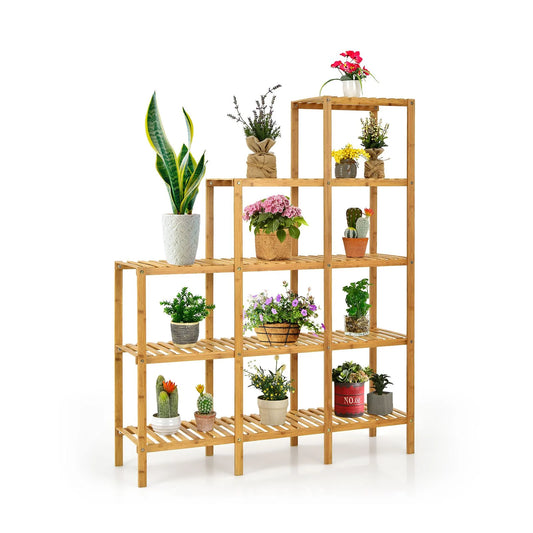5-Tier Bamboo Plant Stand Storage Organizer Rack with Shelves
