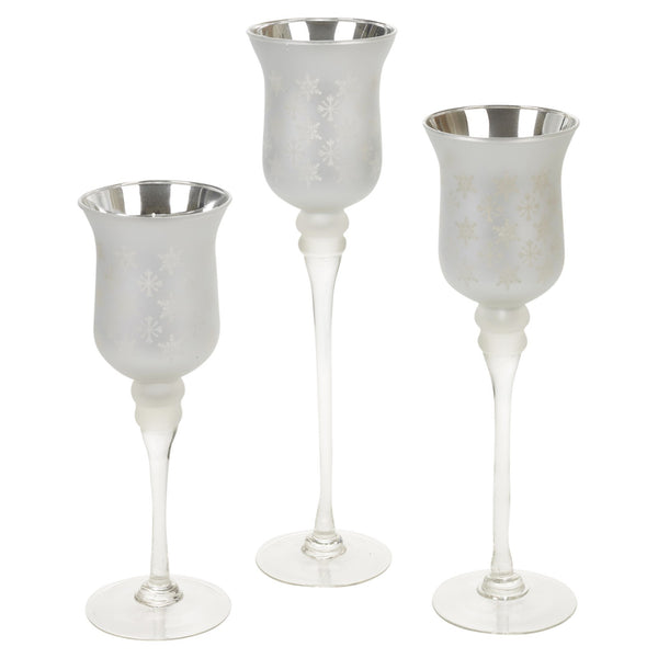 3 Tall Large Xmas Tea Light Pillar Candle Holder Glass Hurricane Wedding Table