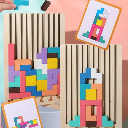 Wooden Puzzle Toy Stacking Game for Family Gathering Activity Brain Teaser STEM for Kids Adults Montessori Educational Sensory