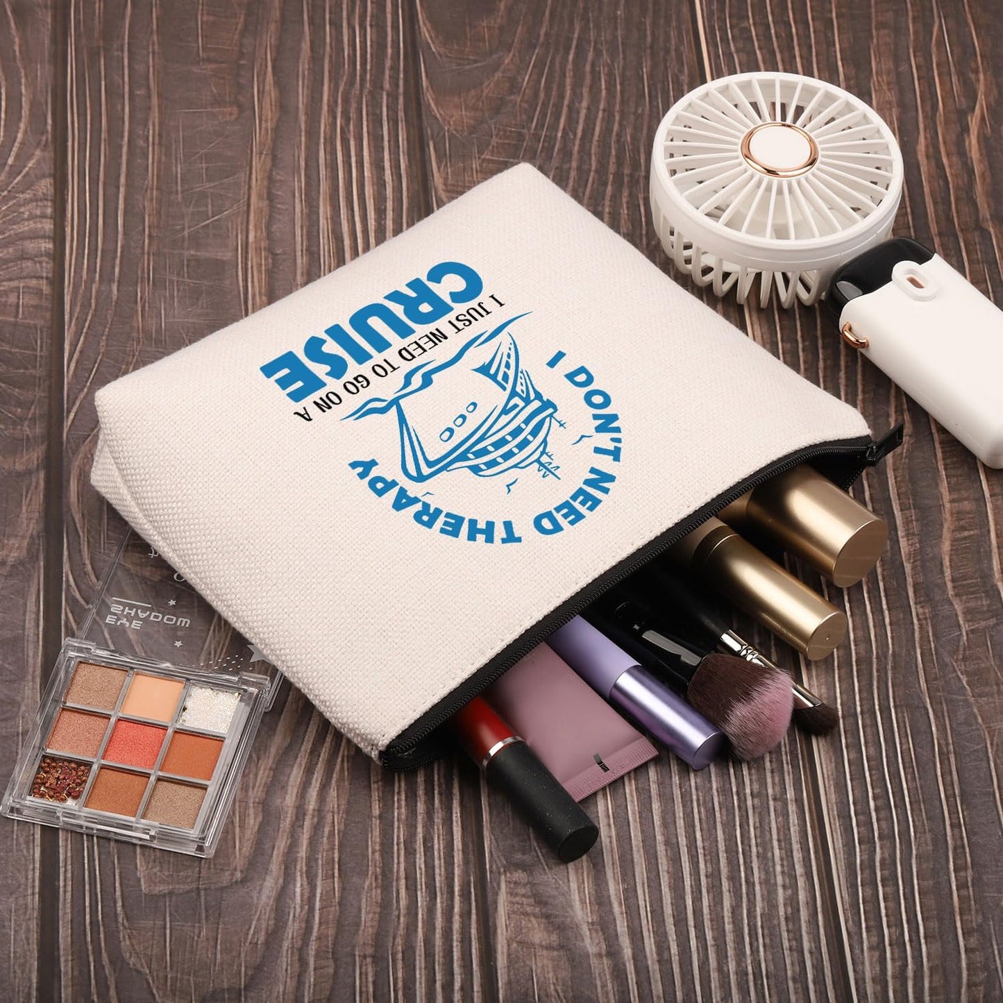 Cruise Makeup Bag for Women Family Cruise Vacation Gift I Don'T Need Therapy I Just Need to Go on a Cruise Travel Pouch (Therapy Go Cruise Bagu)