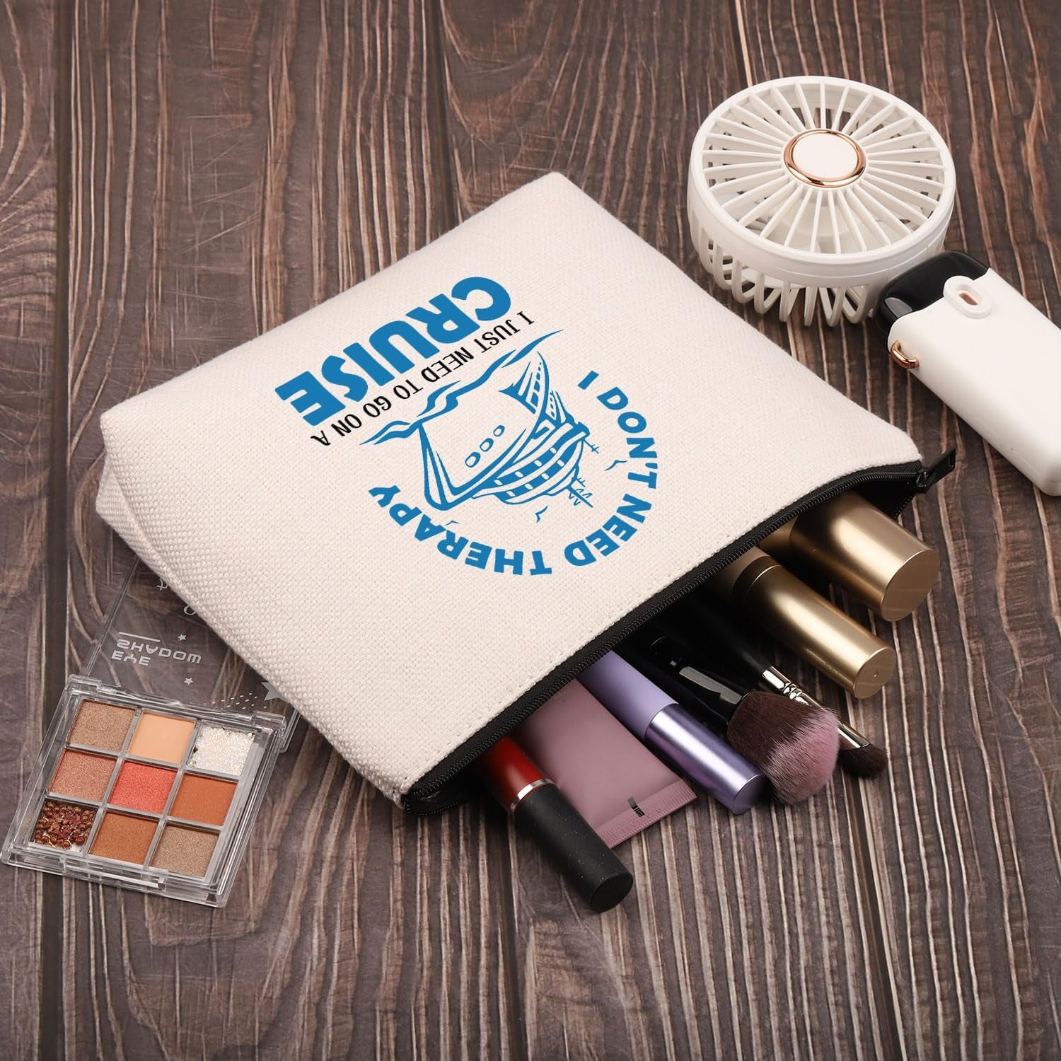 Cruise Makeup Bag for Women Family Cruise Vacation Gift I Don'T Need Therapy I Just Need to Go on a Cruise Travel Pouch (Therapy Go Cruise Bagu)