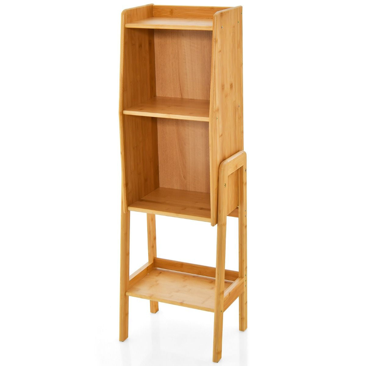 3 Tier/4 Tier Free Standing Tall Bamboo Bookshelf with Legs