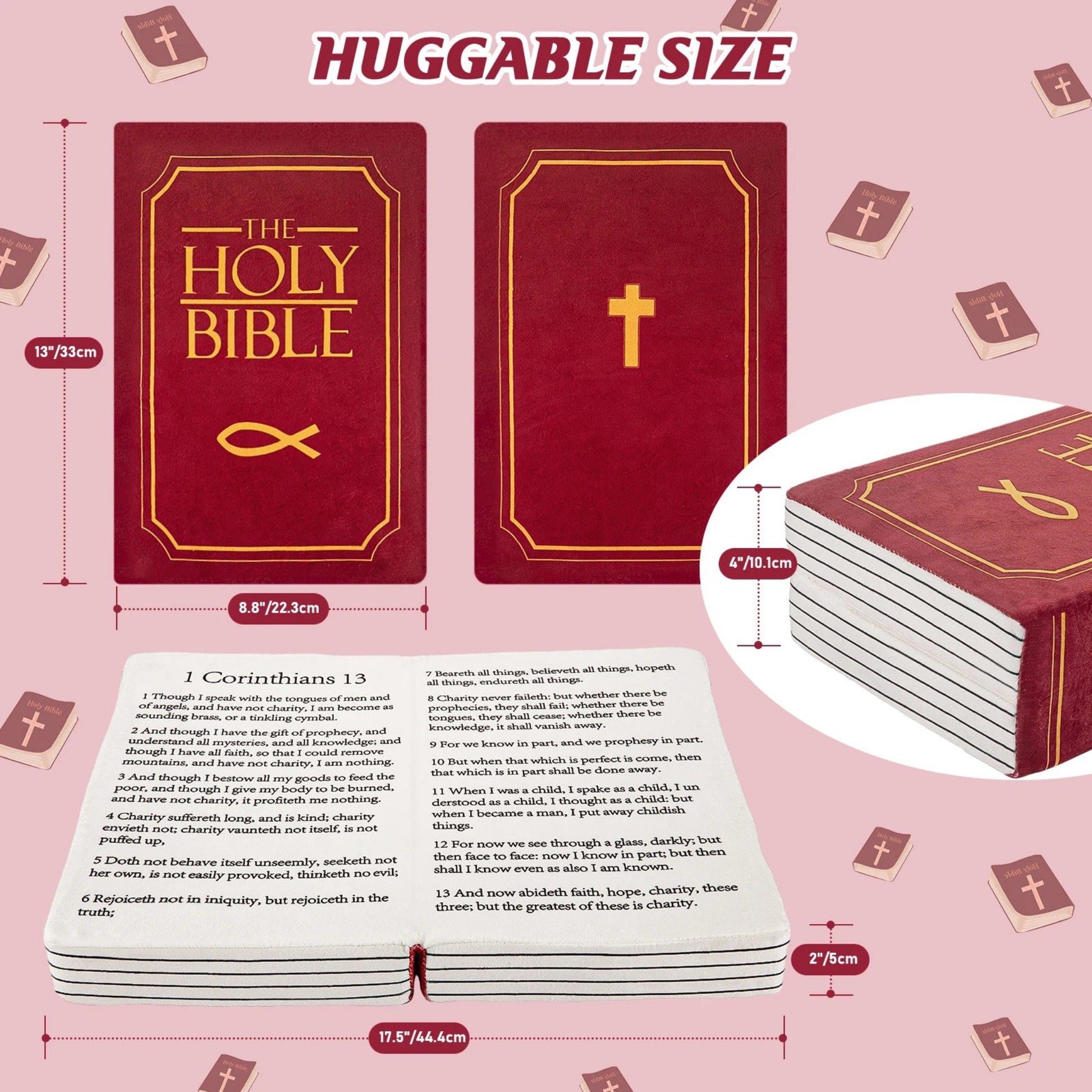 Stuffed Memory Sponge Bible Pillow Plush Toys 1 Corinthians 13 Bible Pillow Toy with Best Christian Gifts for Kids Children