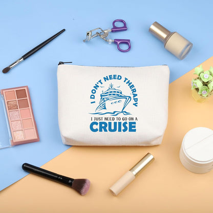 Cruise Makeup Bag for Women Family Cruise Vacation Gift I Don'T Need Therapy I Just Need to Go on a Cruise Travel Pouch (Therapy Go Cruise Bagu)