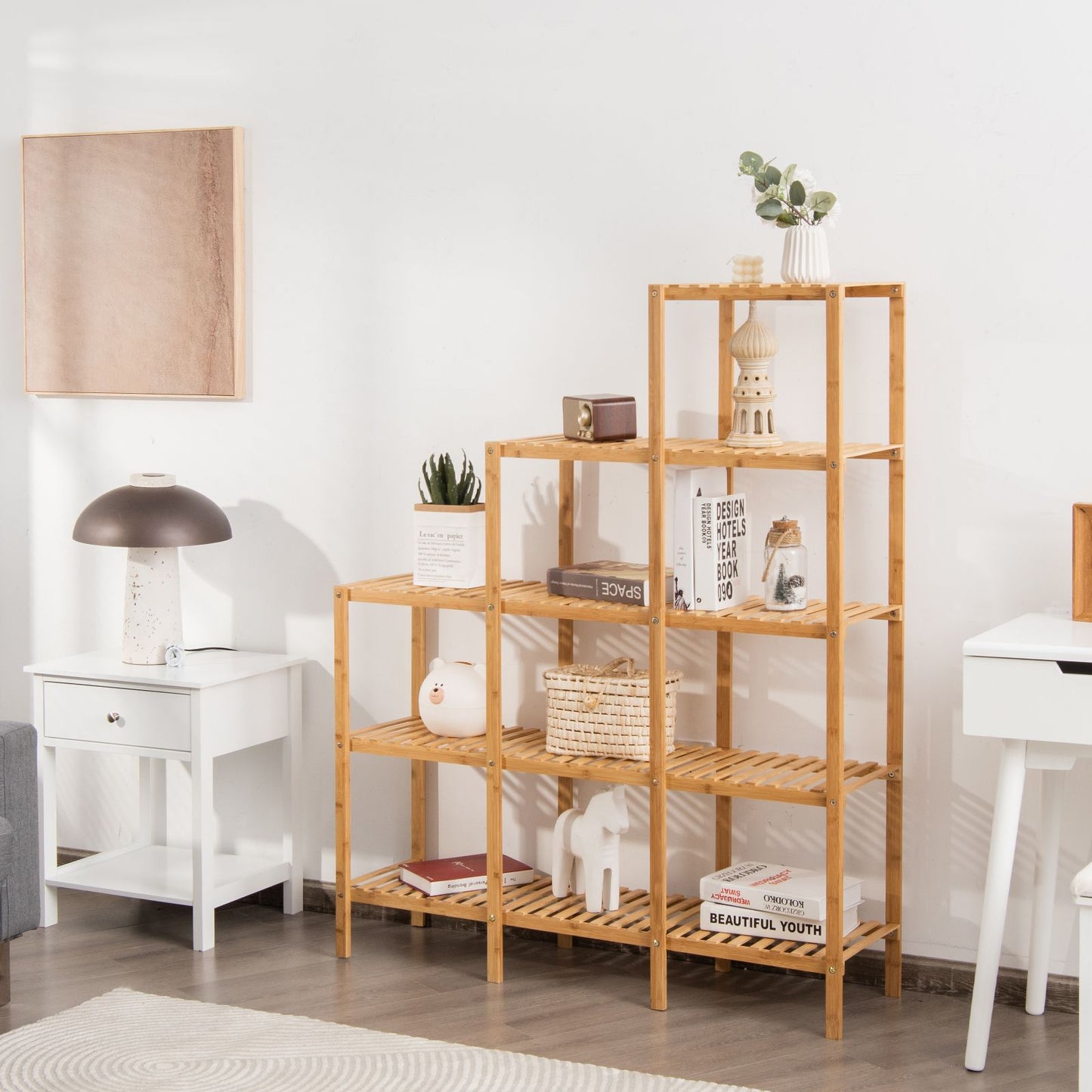 5-Tier Bamboo Plant Stand Storage Organizer Rack with Shelves