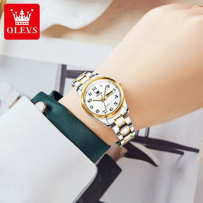 Luxury Quartz Watch for Women Elegant Stainless Steel Watch Luminous Waterproof Week Date Wristwatch Ladies Dress Watch