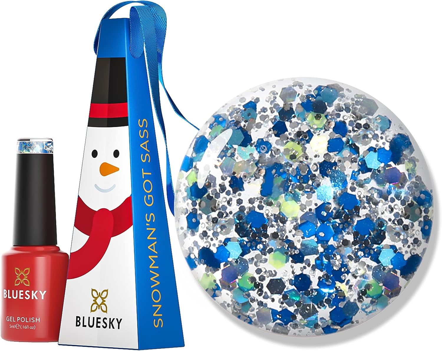 Christmas Exclusive Gel Nail Polish Bauble 5Ml, Snowman'S Got Sass, Blue Glitter Soak-Off Gel Polish for 21 Day Manicure, Salon & Home Use, Requires Curing under UV/LED Lamp