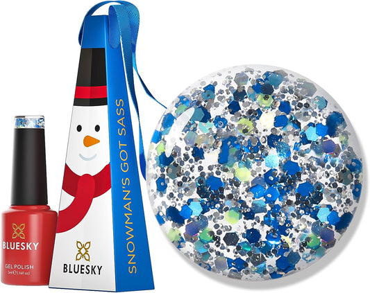 Christmas Exclusive Gel Nail Polish Bauble 5Ml, Snowman'S Got Sass, Blue Glitter Soak-Off Gel Polish for 21 Day Manicure, Salon & Home Use, Requires Curing under UV/LED Lamp