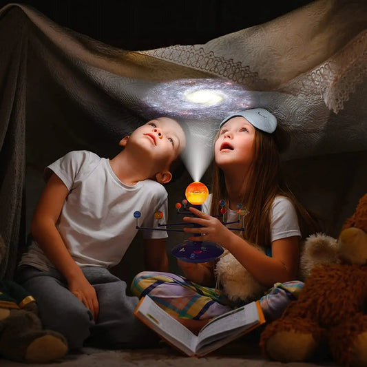 Solar System Planetary Model 8 Planets Set Kids Science Steam Projector Puzzle Toys Rotating Astrometer for Baby Education Toys