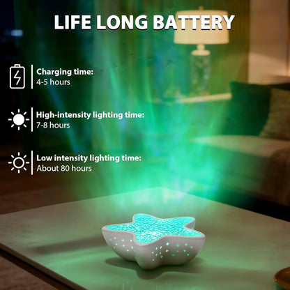 Starfish Projector Lamp Desk Room Decor Night Light Rechargeable Dreamy Ambient Light Kids Gift Festival Party Decor Nightlights