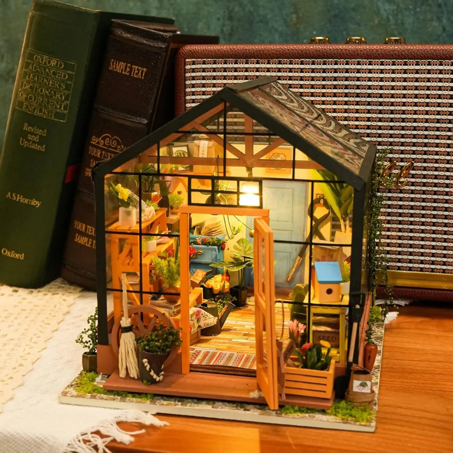 Mini Green House Cathy'S Flower House DIY Dollhouse Wooden Miniature Furniture Kit with LED Best Birthday Gifts