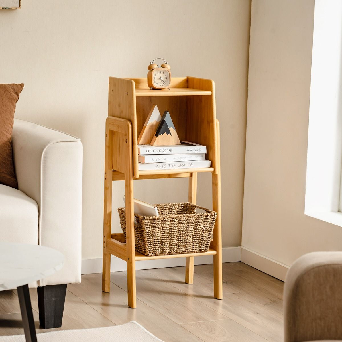 3 Tier/4 Tier Free Standing Tall Bamboo Bookshelf with Legs