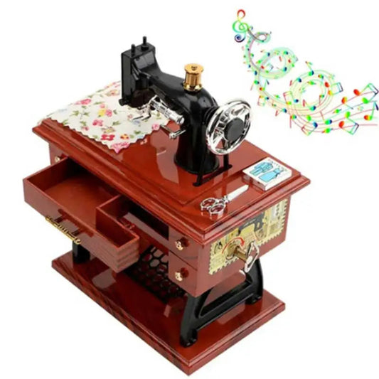 Vintage Sewing Machine Music Box Home Desktop Decoration Bedroom Living Room Small Ornament Sewing Machine Model