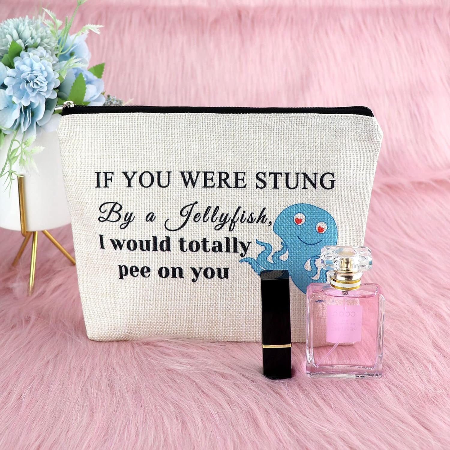 Friendship Gift Funny Friendship Makeup Bag Jellyfish Friendship Gift for Women Cosmetic Bag Best Friends Birthday Gifts for Women Female Teen Girls Christmas Graduation Gifts for Her Cosmetic Pouch