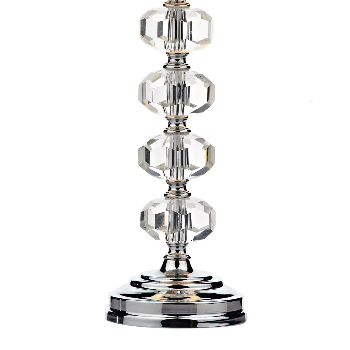 Oleana Polished Chrome Glass Crystal Table Lamp with Ivory Shade