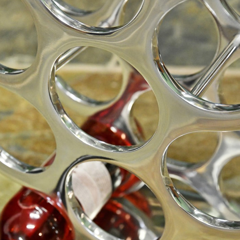 Modern Wine Bottle Stand Floor Standing Aluminium Bottle Silver Wine Rack Drinks