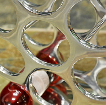 Modern Wine Bottle Stand Floor Standing Aluminium Bottle Silver Wine Rack Drinks