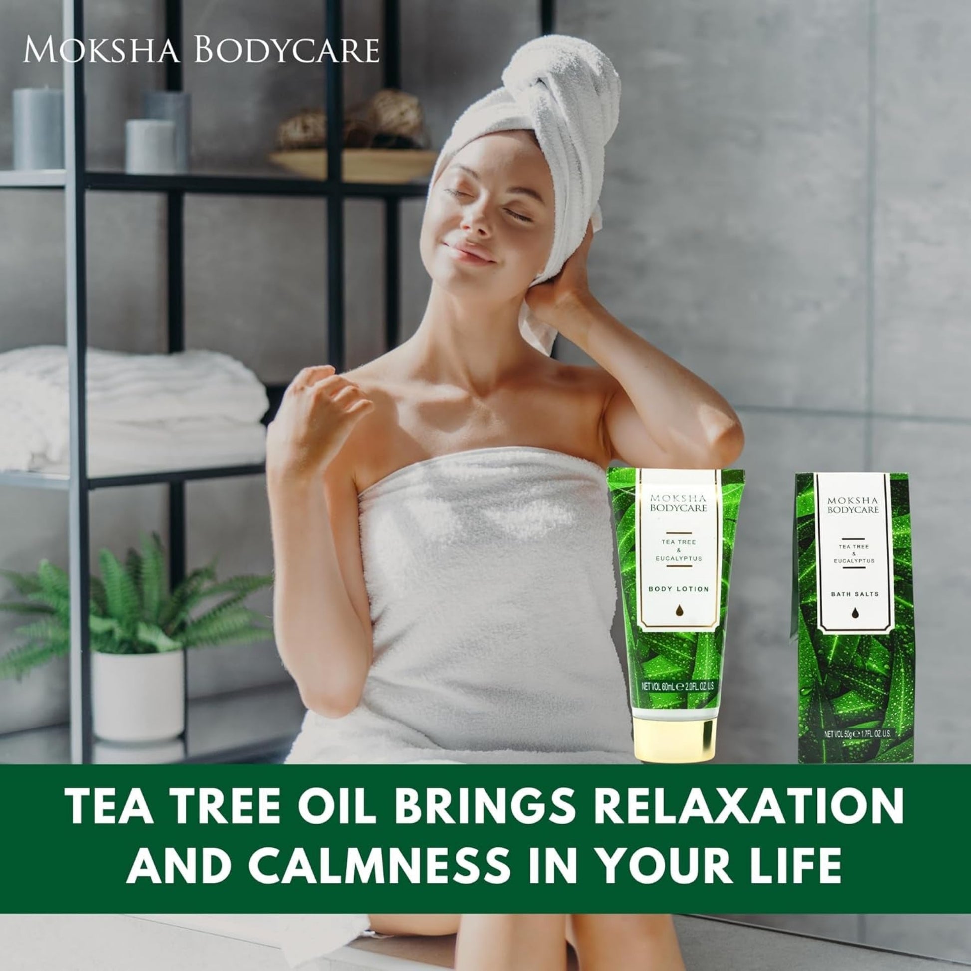 Tea Tree Spa Gift Set - Luxury Pamper Gifts for Women with Body Lotion, Scrub, Bath Bomb - Birthday, Christmas Gifts for Her, Green