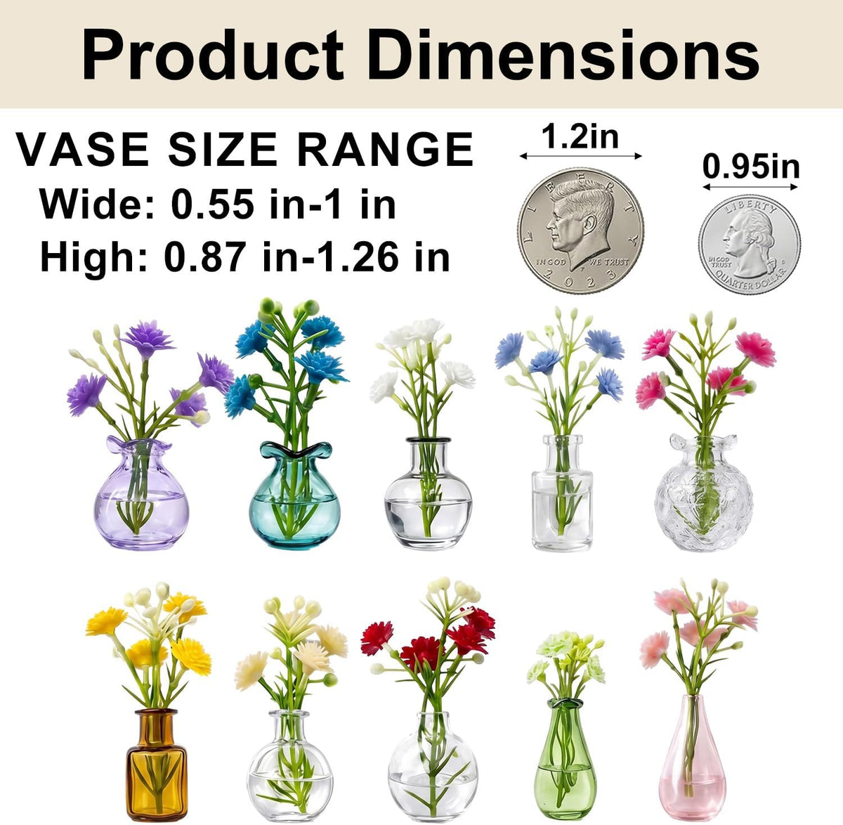 10 Pcs Cute Mini Vase Fridge Magnets - Glass Vase Magnets for Fridge with Mini Magnets - Tiny Vase Fridge Magnets for Kitchen Locker Office Decoration, Small Magnet Bud