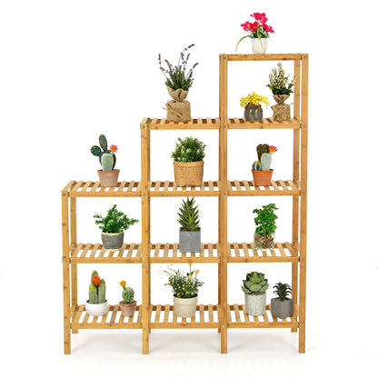 5-Tier Bamboo Plant Stand Storage Organizer Rack with Shelves