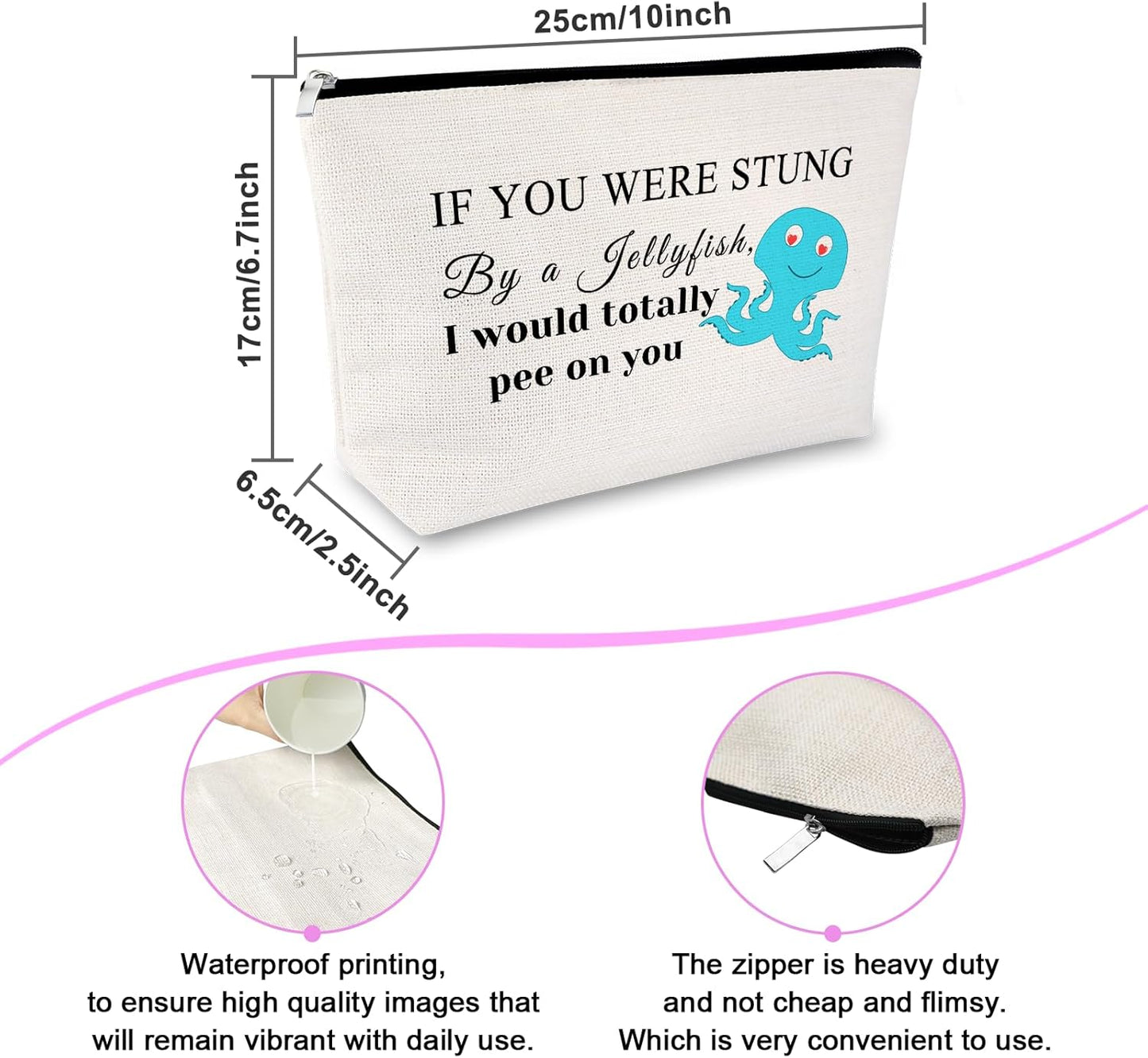 Friendship Gift Funny Friendship Makeup Bag Jellyfish Friendship Gift for Women Cosmetic Bag Best Friends Birthday Gifts for Women Female Teen Girls Christmas Graduation Gifts for Her Cosmetic Pouch