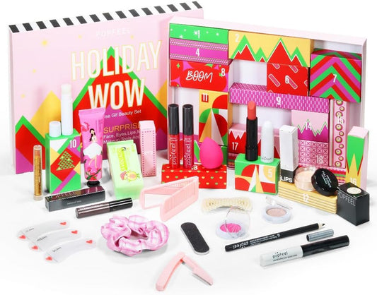 Makeup Advent Calendar for Teens Girls, Birthday Gift Box for Women Full Kit,Surprise Makeup Gift Kit, Include Lip Gloss, Blush, Concealer, Mascara, Eyebrow Pencil Makeup Gift Set for Women