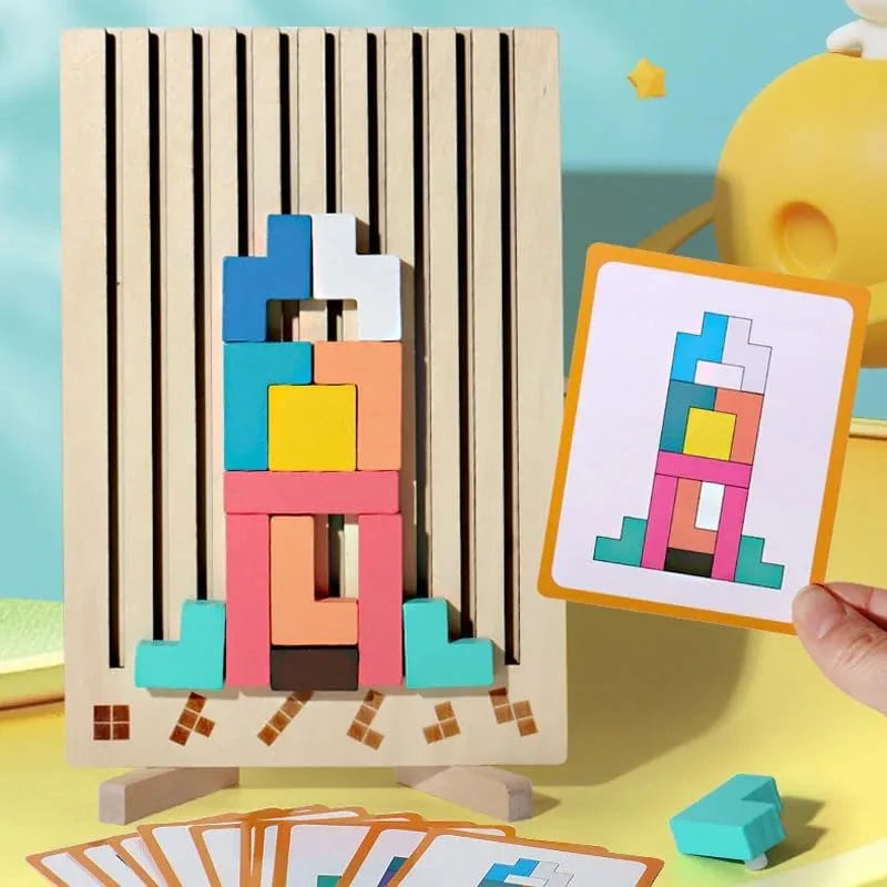Wooden Puzzle Toy Stacking Game for Family Gathering Activity Brain Teaser STEM for Kids Adults Montessori Educational Sensory