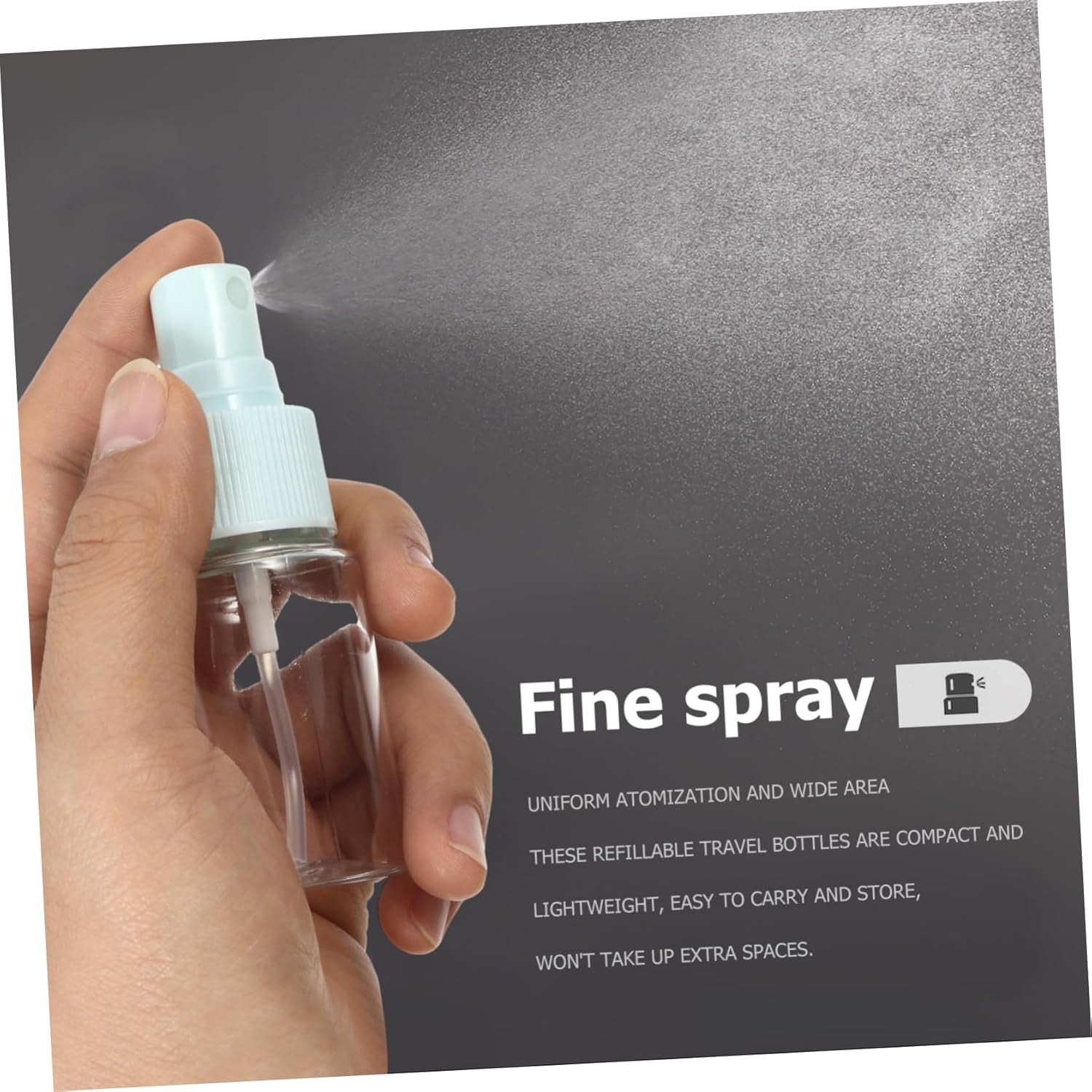 Set of 9 Portable Travel Bottles Empty Refillable Cosmetics Spray Bottles for Toiletries Leakproof Squeezable for Women Men