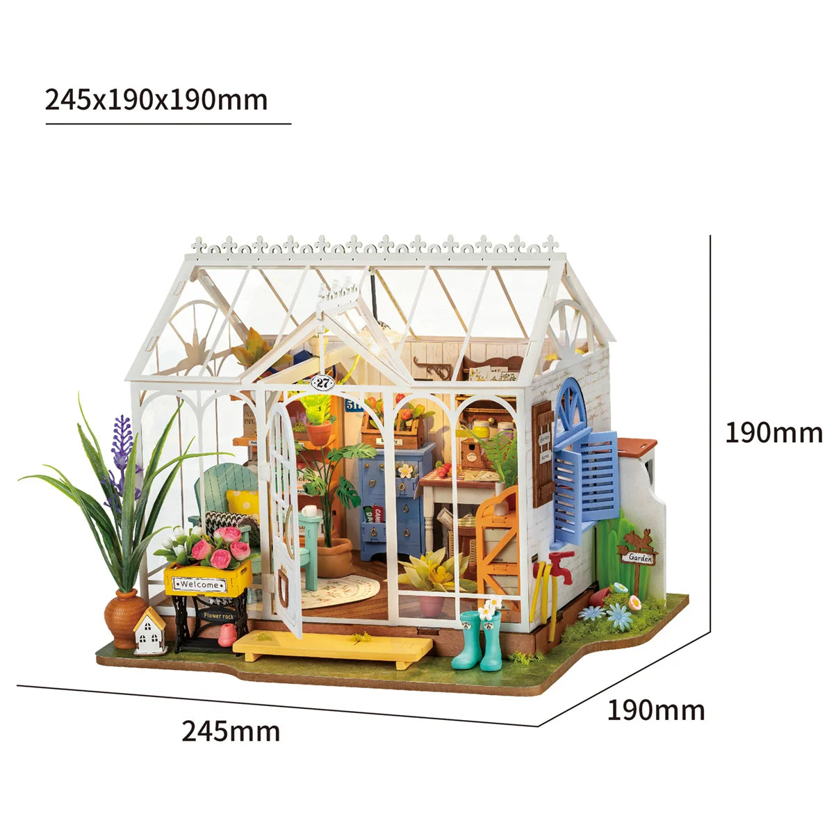 Rolife Dreamy Garden House 3D Puzzle DIY Miniature Dollhouse Kit Crafts Hobbies Bookshelf Decorative Objects DG163