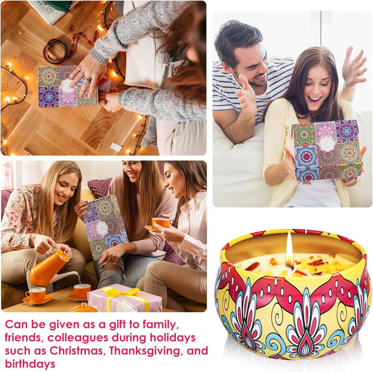 Scented Candles Gifts for Women, Pack of 6 Natural Aromatherapy Candles Set, Candles Gifts for Women, Portable Travel Tin Candles for Stress Relief and Relaxation of the Body for Women Gift