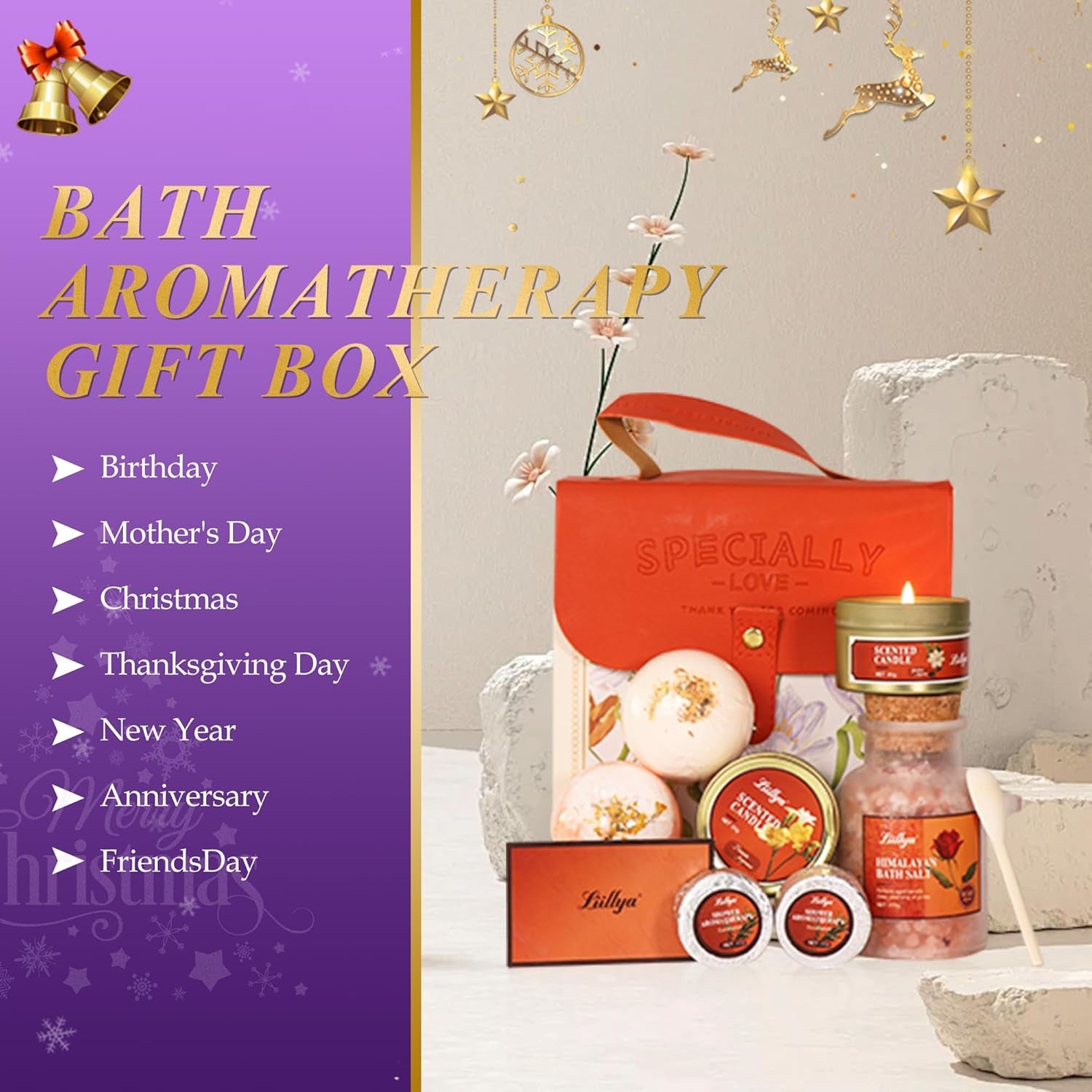 7 Pcs Bath Sets for Women Easter Gifts for Her Travel Essentials Set with Bath Bombs, Scented Candle, Shower Steamers, Bath Salt Self Skincare Set for Relaxing Mother'S Day Birthday Gifts