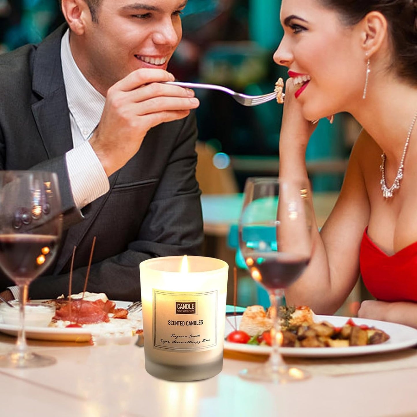 Aromatherapy Candles for Christmas, Essential Oil Aromatherapy Candle, Long Burning Soy Candle, Scented Candles with Gift Box for Sleep Massage Spa, Gift & Home Supplys (Rose-White)