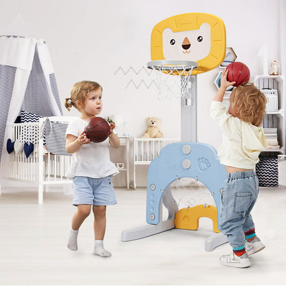 3-In-1 Basketball Hoop Set Stand with 5 Adjustable Height Levels
