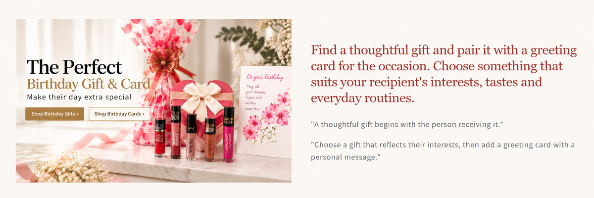 Birthday gifts and greeting cards promotional banner